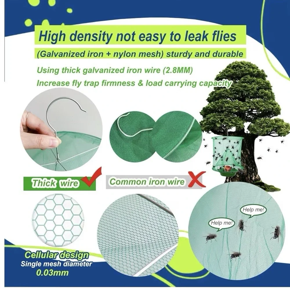 8 Pack Ranch Fly Traps,Fly Trap Outdoor Hanging Reusable Fly Catcher‎ Bags